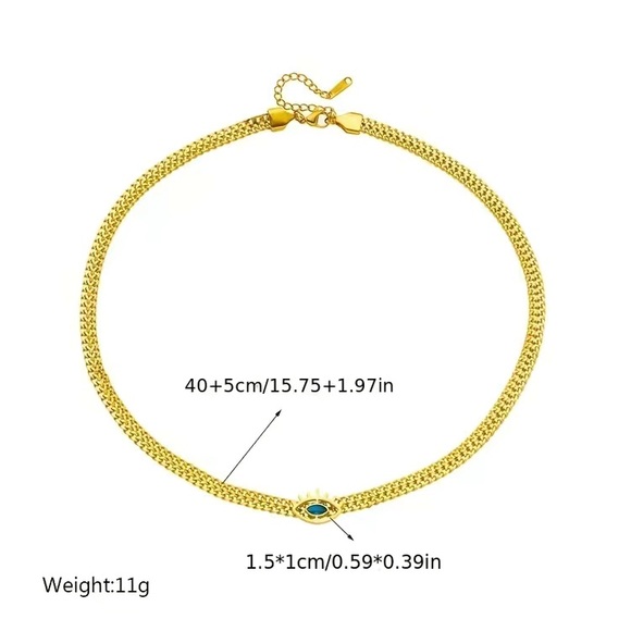 Evil Eye Pendant Necklace 18K Yellow Gold Over Stainless Steel. - Picture 3 of 6